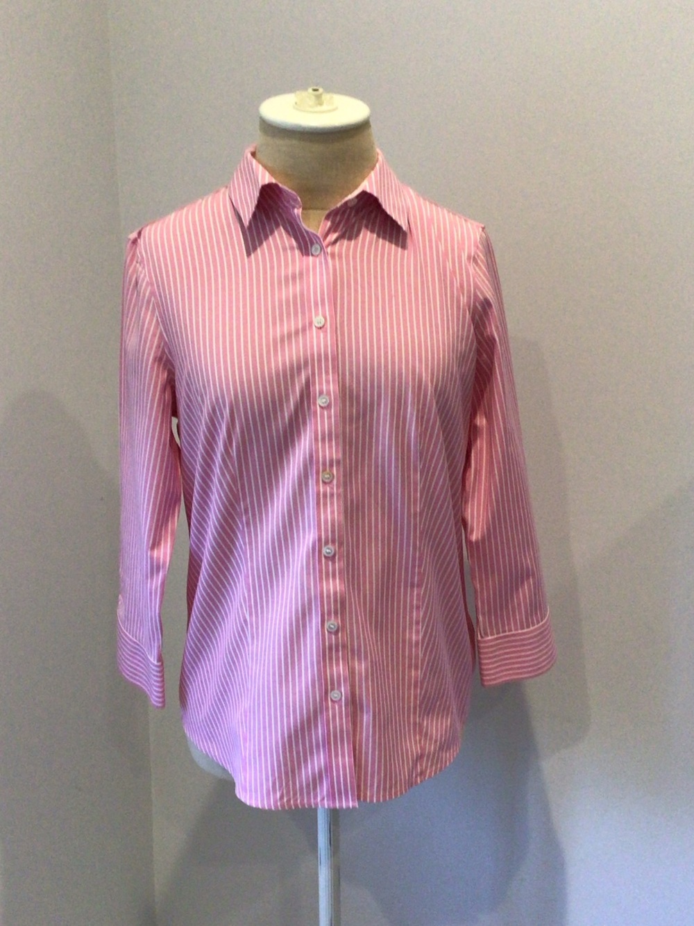 Talbots Pink & White Striped Dress Shirt
